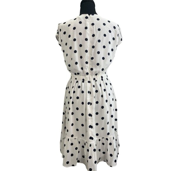 J. Crew Ruffle Front Faux Wrap Mini Dress in White Polka Dot Size 2 NWT - Picture 4 of 10